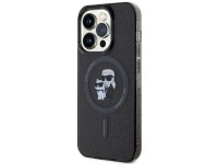 Capa MagSafe com glitter Karl Lagerfeld Karl&Choupette para iPhone 15 Pro - preta Capa MagSafe com glitter Karl Lagerfeld Karl&Choupette para iPhone 15 Pro - preta