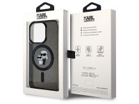 Capa MagSafe com glitter Karl Lagerfeld Karl&Choupette para iPhone 15 Pro - preta Capa MagSafe com glitter Karl Lagerfeld Karl&Choupette para iPhone 15 Pro - preta