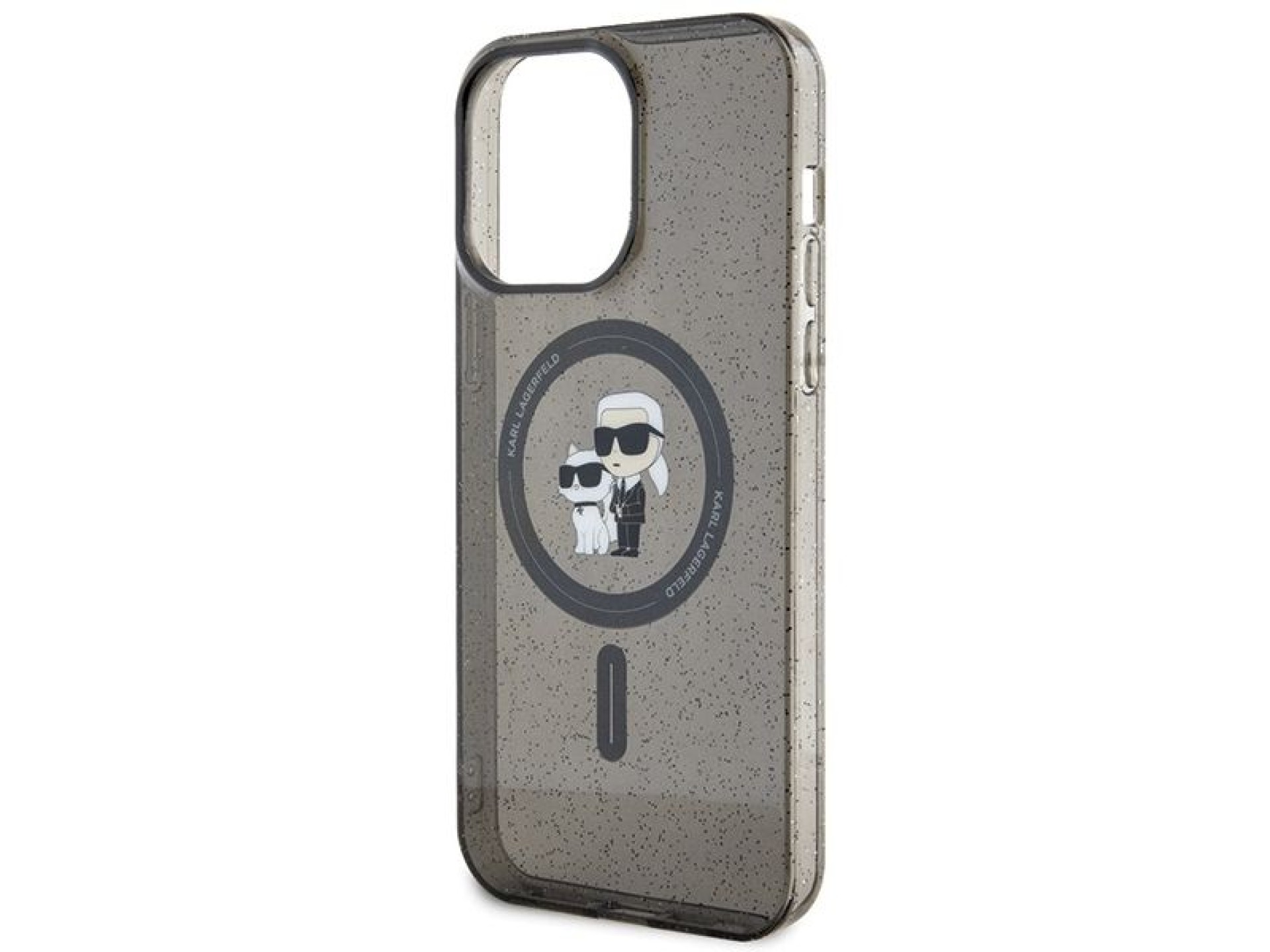 Funda Karl Lagerfeld Karl&Choupette Glitter MagSafe para iPhone 15 Pro Max - negra