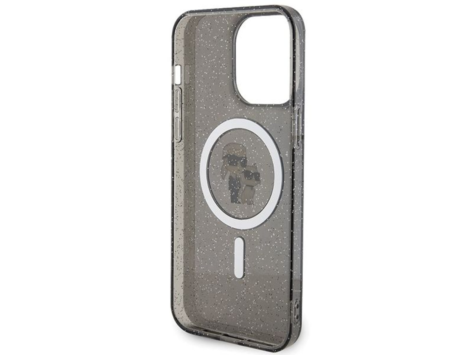 Funda Karl Lagerfeld Karl&Choupette Glitter MagSafe para iPhone 15 Pro Max - negra