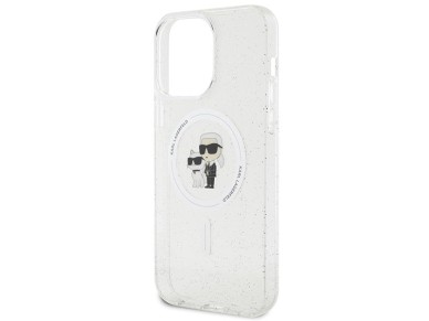 Karl Lagerfeld Karl&Choupette Glitter MagSafe case for iPhone 15 Pro Max - transparent Karl Lagerfeld Karl&Choupette Glitter MagSafe case for iPhone 15 Pro Max - transparent