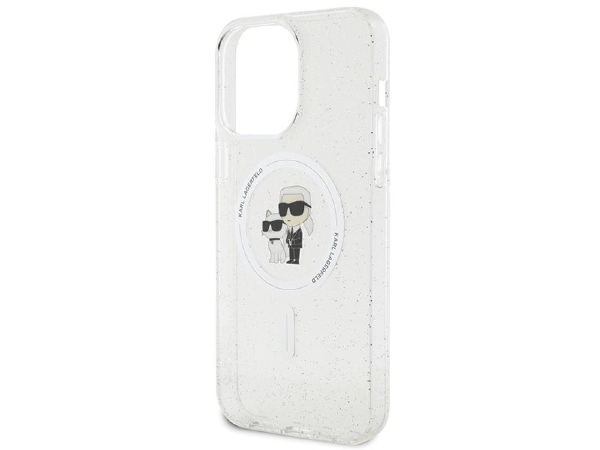 Capa Karl Lagerfeld Karl&Choupette Glitter MagSafe para iPhone 15 Pro Max - transparente