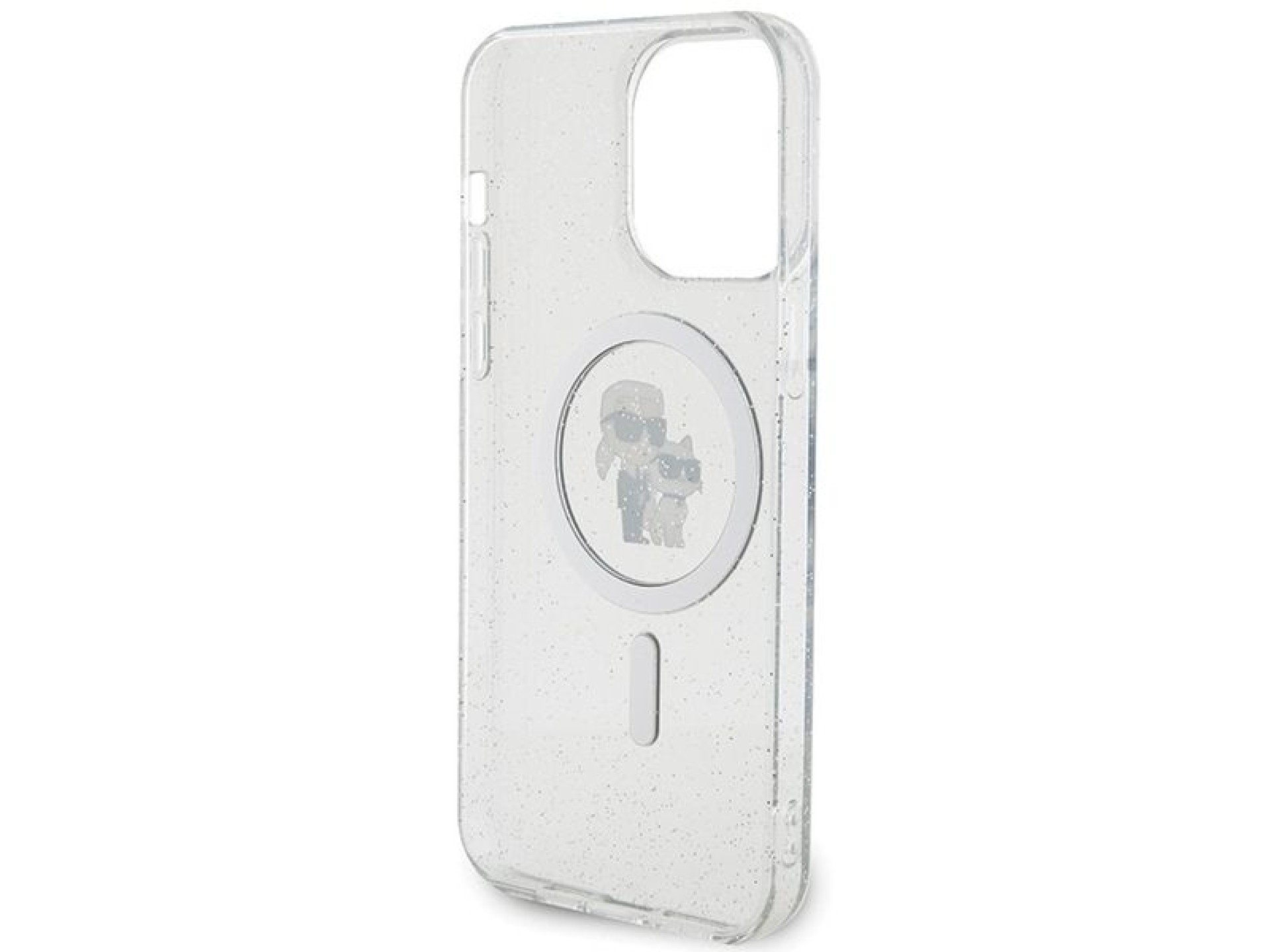 Capa Karl Lagerfeld Karl&Choupette Glitter MagSafe para iPhone 15 Pro Max - transparente