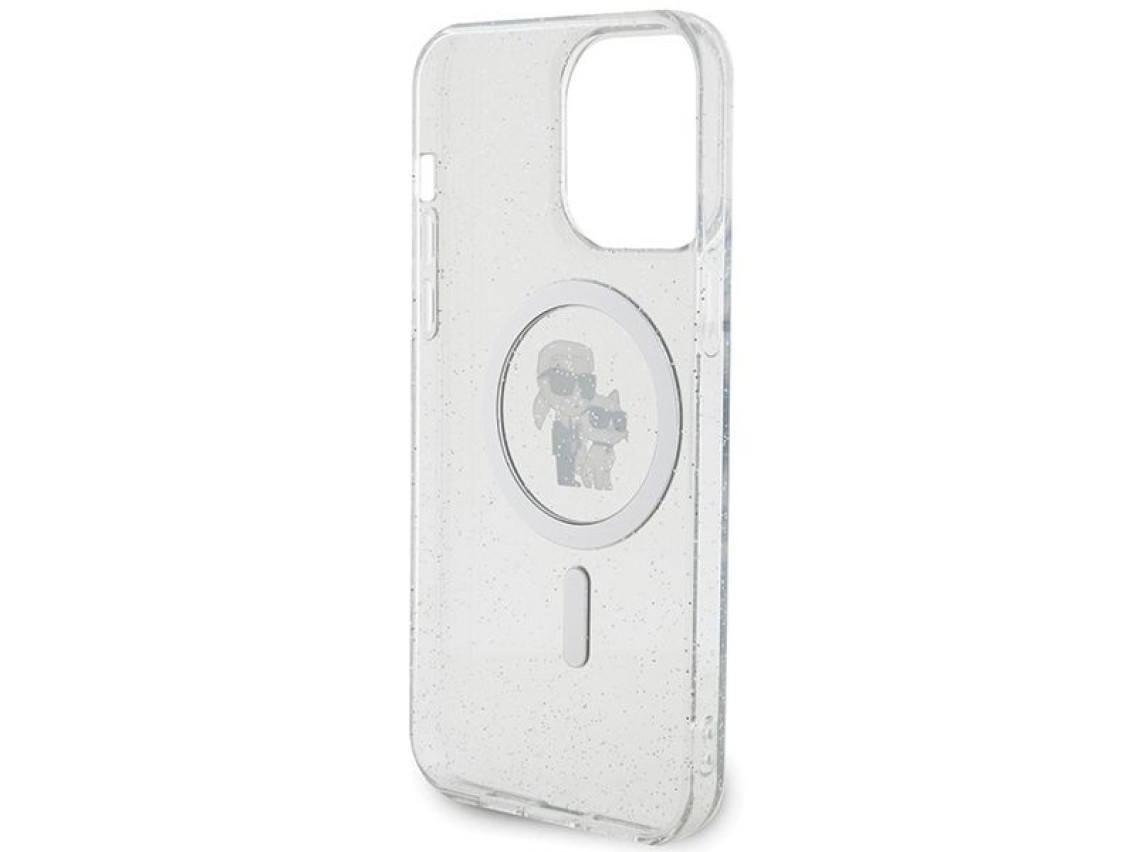 Capa Karl Lagerfeld Karl&Choupette Glitter MagSafe para iPhone 15 Pro Max - transparente