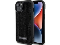 Karl Lagerfeld Rhinestone Logo Metal Plate case for iPhone 15 - black