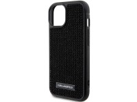 Karl Lagerfeld Rhinestone Logo Metal Plate case for iPhone 15 - black