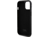 Karl Lagerfeld Rhinestone Logo Metal Plate case for iPhone 15 - black