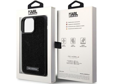 Karl Lagerfeld Rhinestone Logo Metal Plate case for iPhone 15 Pro Max - black Karl Lagerfeld Rhinestone Logo Metal Plate case for iPhone 15 Pro Max - black
