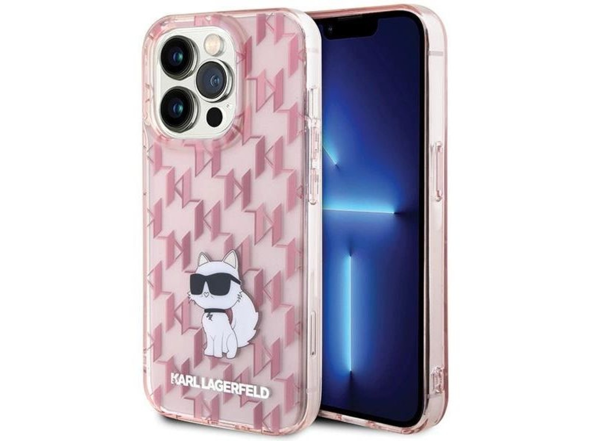 Capa Karl Lagerfeld Monogram Choupette para iPhone 15 Pro Max - rosa