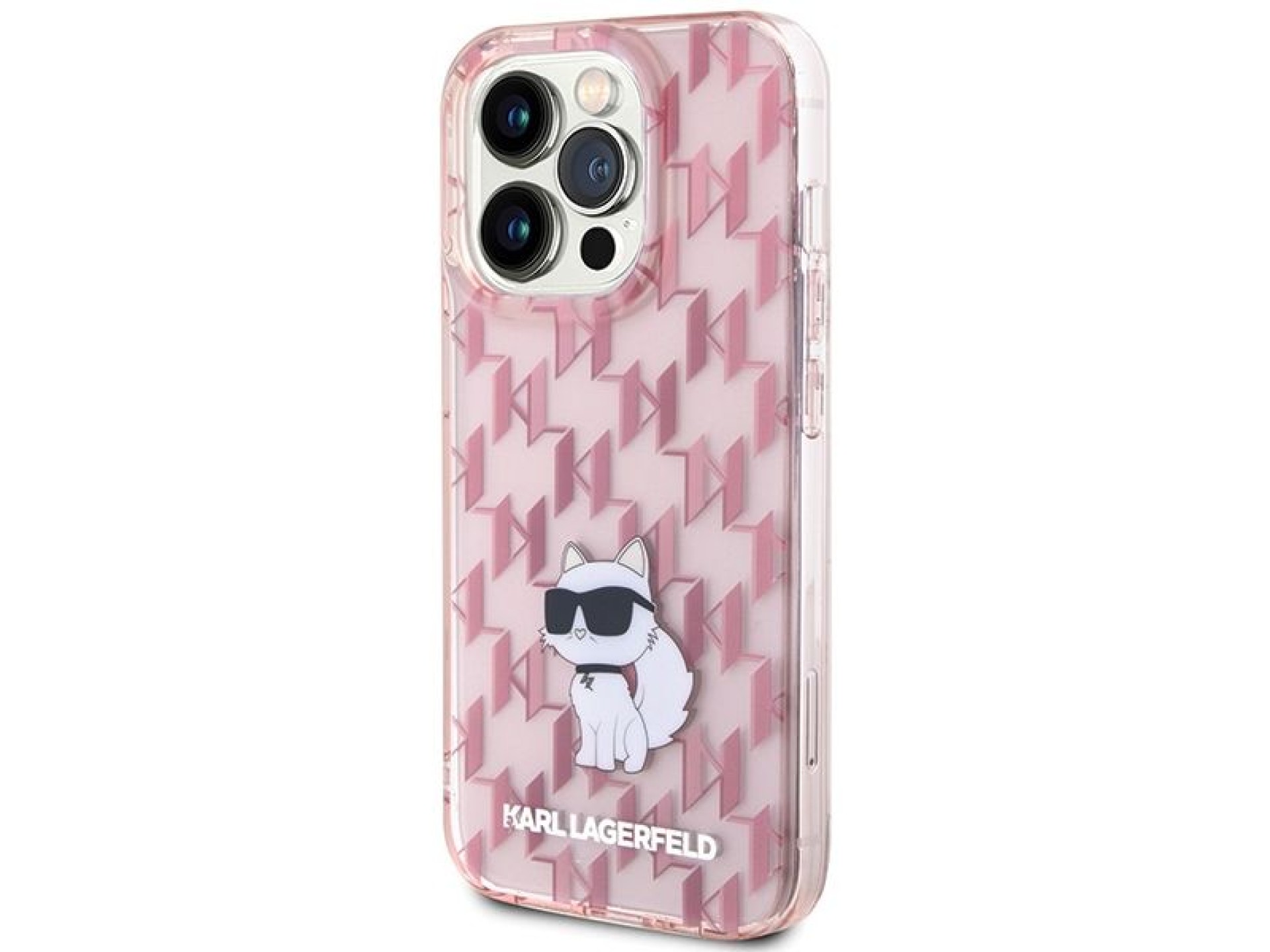 Capa Karl Lagerfeld Monogram Choupette para iPhone 15 Pro Max - rosa