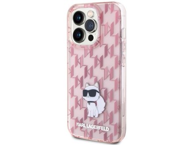 Karl Lagerfeld Monogram Choupette case for iPhone 15 Pro Max - pink Karl Lagerfeld Monogram Choupette case for iPhone 15 Pro Max - pink