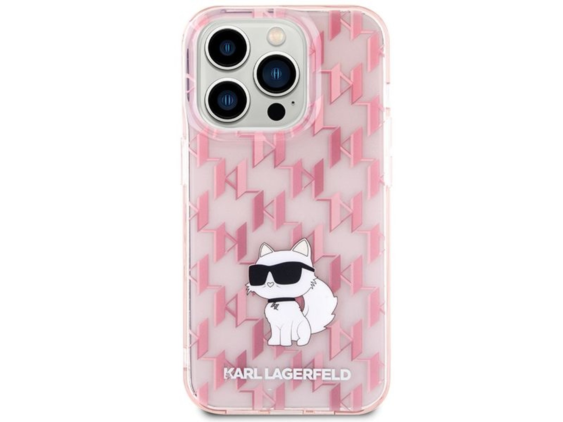 Capa Karl Lagerfeld Monogram Choupette para iPhone 15 Pro Max - rosa