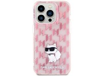 Capa Karl Lagerfeld Monogram Choupette para iPhone 15 Pro Max - rosa Capa Karl Lagerfeld Monogram Choupette para iPhone 15 Pro Max - rosa