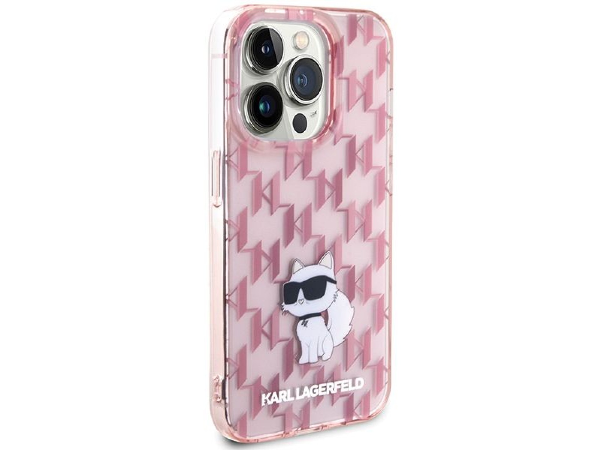 Capa Karl Lagerfeld Monogram Choupette para iPhone 15 Pro Max - rosa