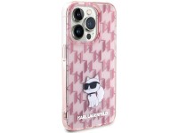 Capa Karl Lagerfeld Monogram Choupette para iPhone 15 Pro Max - rosa Capa Karl Lagerfeld Monogram Choupette para iPhone 15 Pro Max - rosa