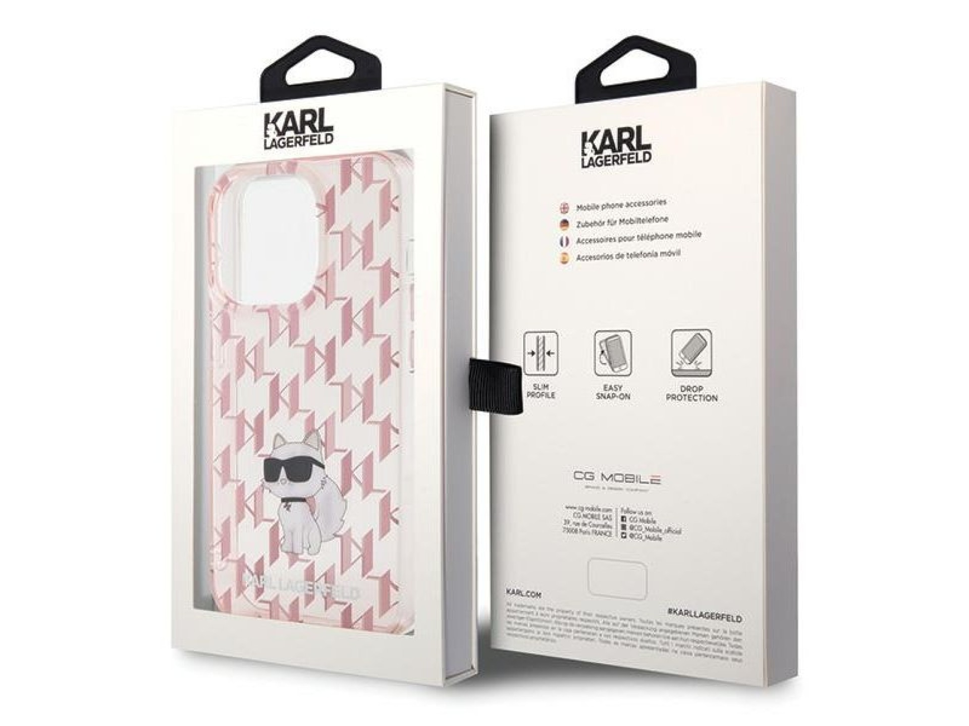 Capa Karl Lagerfeld Monogram Choupette para iPhone 15 Pro Max - rosa