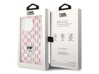 Capa Karl Lagerfeld Monogram Choupette para iPhone 15 Pro Max - rosa Capa Karl Lagerfeld Monogram Choupette para iPhone 15 Pro Max - rosa