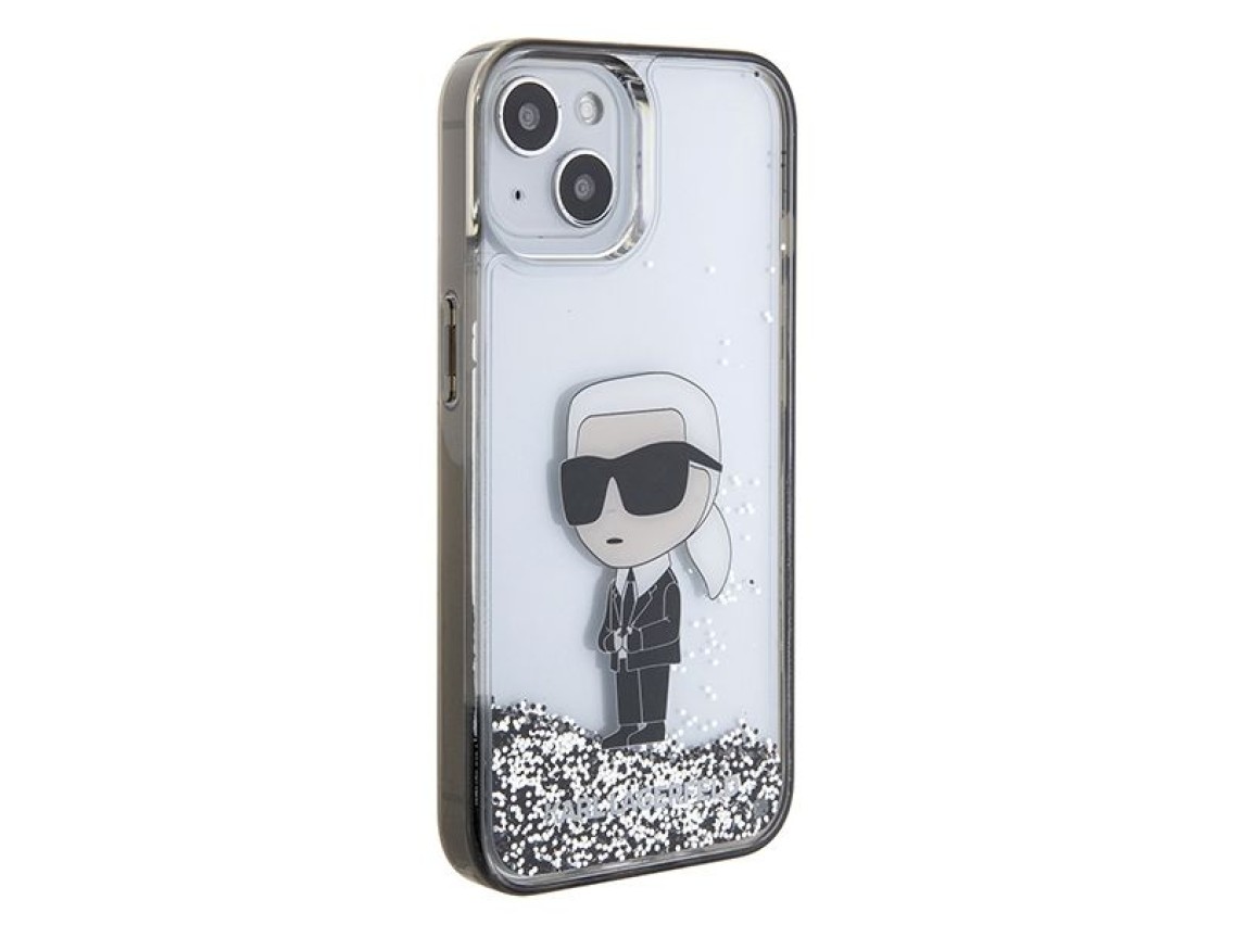 Karl Lagerfeld KLHCP15SLKKNSK iPhone 15 6.1" Funda rígida transparente Liquid Glitter Ikonik