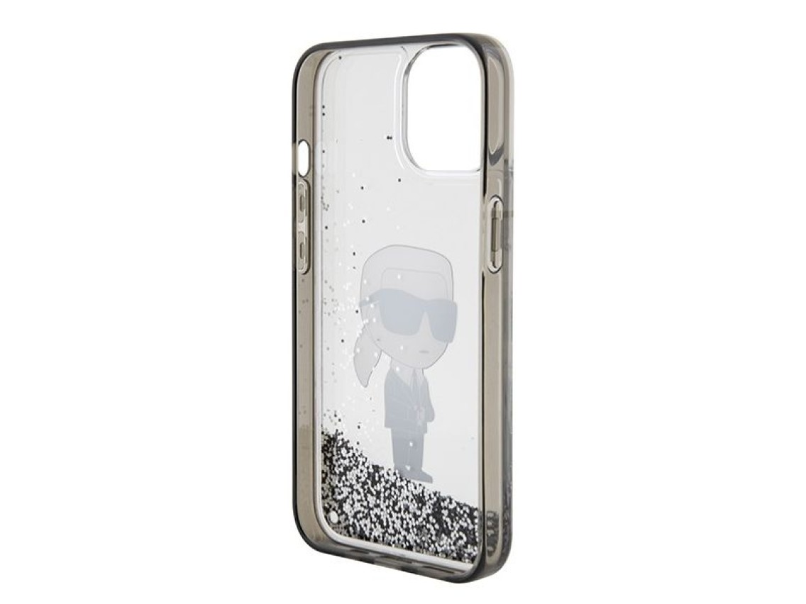 Karl Lagerfeld KLHCP15SLKKNSK iPhone 15 6.1" Funda rígida transparente Liquid Glitter Ikonik