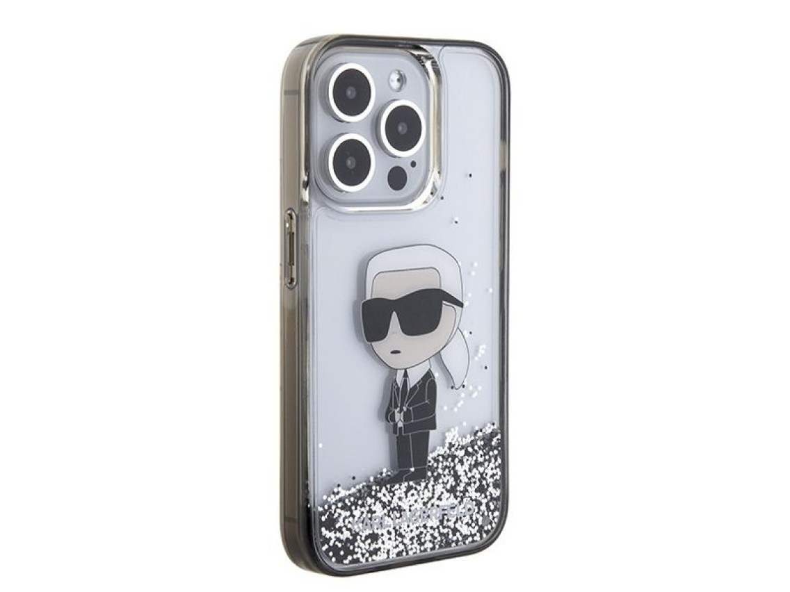 Karl Lagerfeld Liquid Glitter Ikonik case for iPhone 15 Pro - transparent