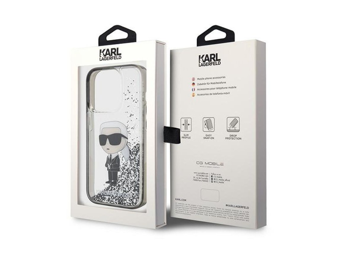Karl Lagerfeld Liquid Glitter Ikonik case for iPhone 15 Pro - transparent