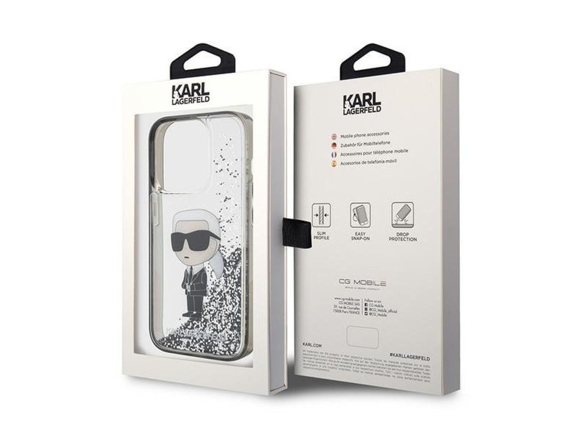 Karl Lagerfeld Liquid Glitter Ikonik case for iPhone 15 Pro - transparent