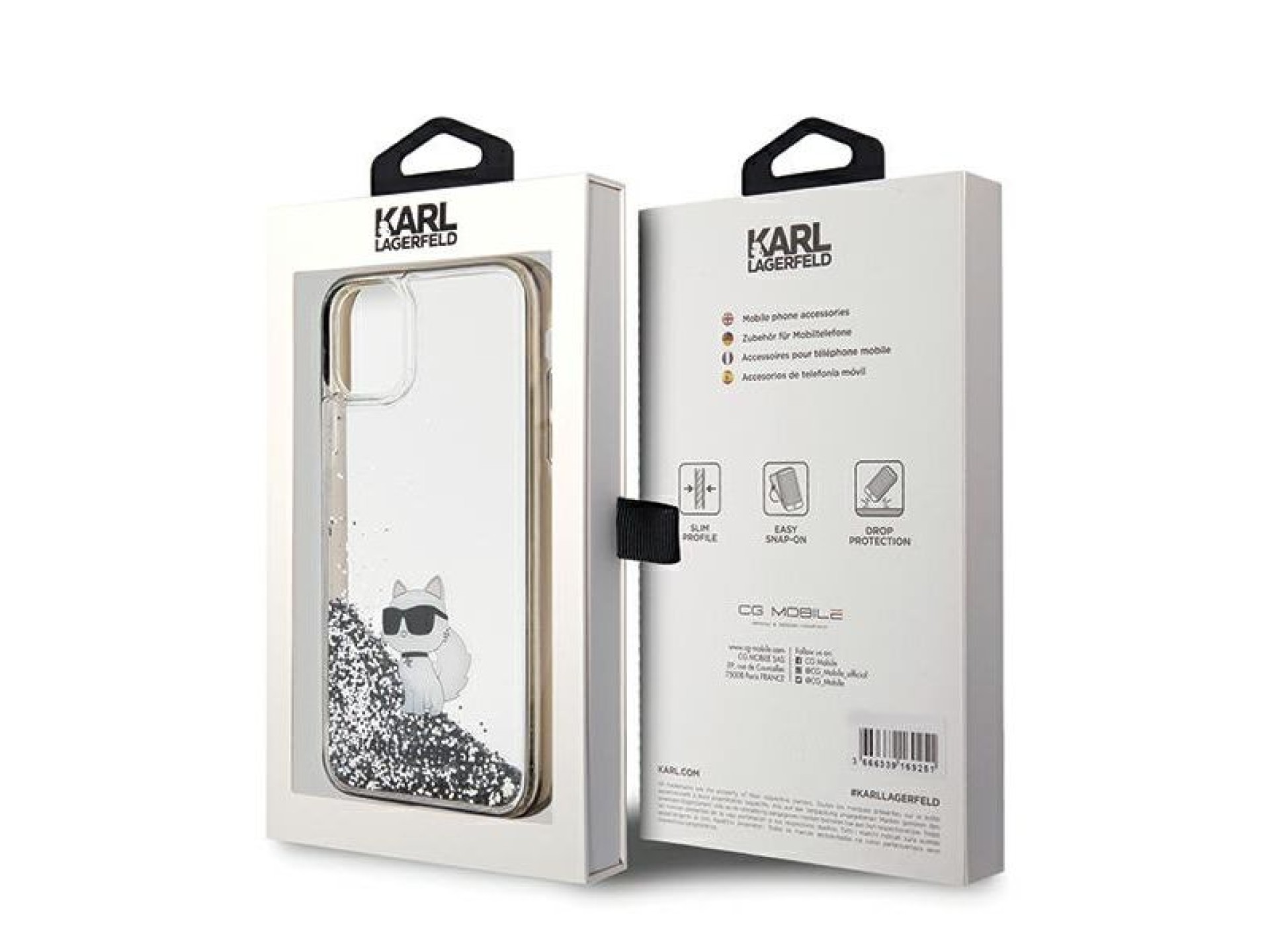 Karl Lagerfeld Liquid Glitter Choupette case for iPhone 11 / Xr - transparent
