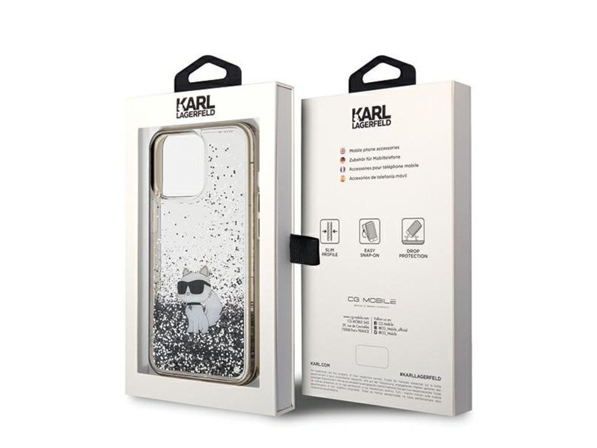 Funda Karl Lagerfeld Liquid Glitter Choupette para iPhone 13 Pro Max - transparente