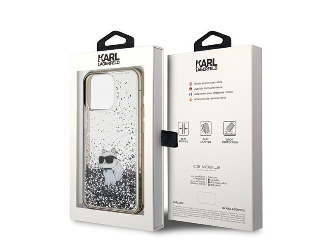 Funda Karl Lagerfeld Liquid Glitter Choupette para iPhone 13 Pro Max - transparente
