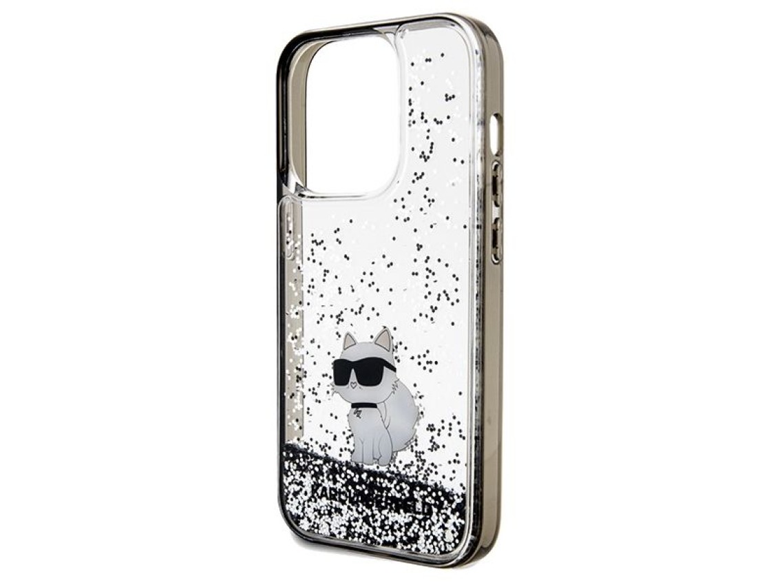 Karl Lagerfeld Liquid Glitter Choupette case for iPhone 14 Pro - transparent