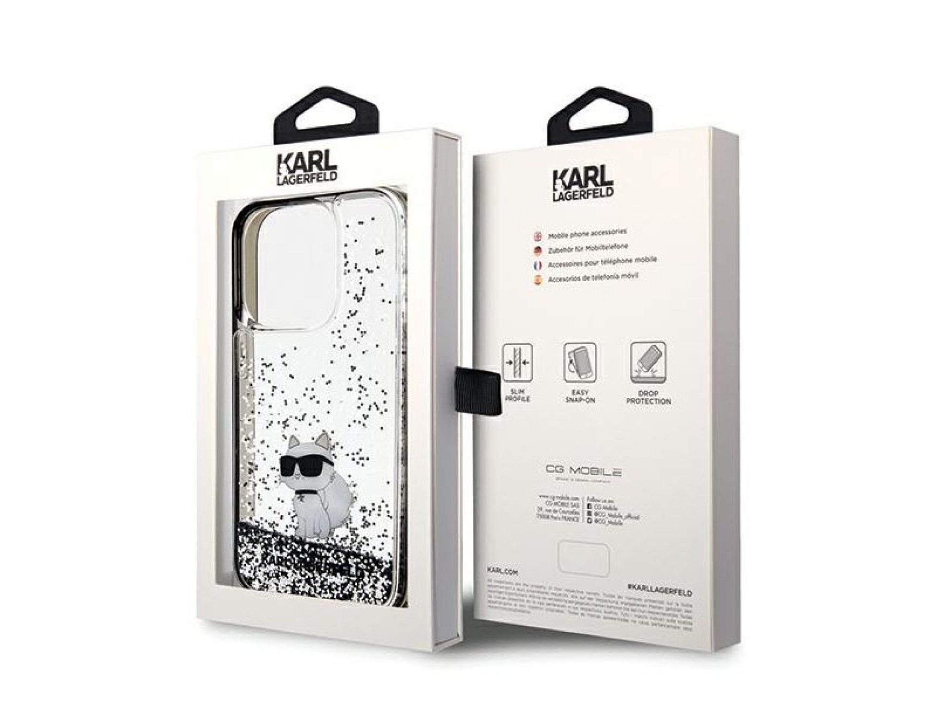 Karl Lagerfeld Liquid Glitter Choupette case for iPhone 14 Pro - transparent