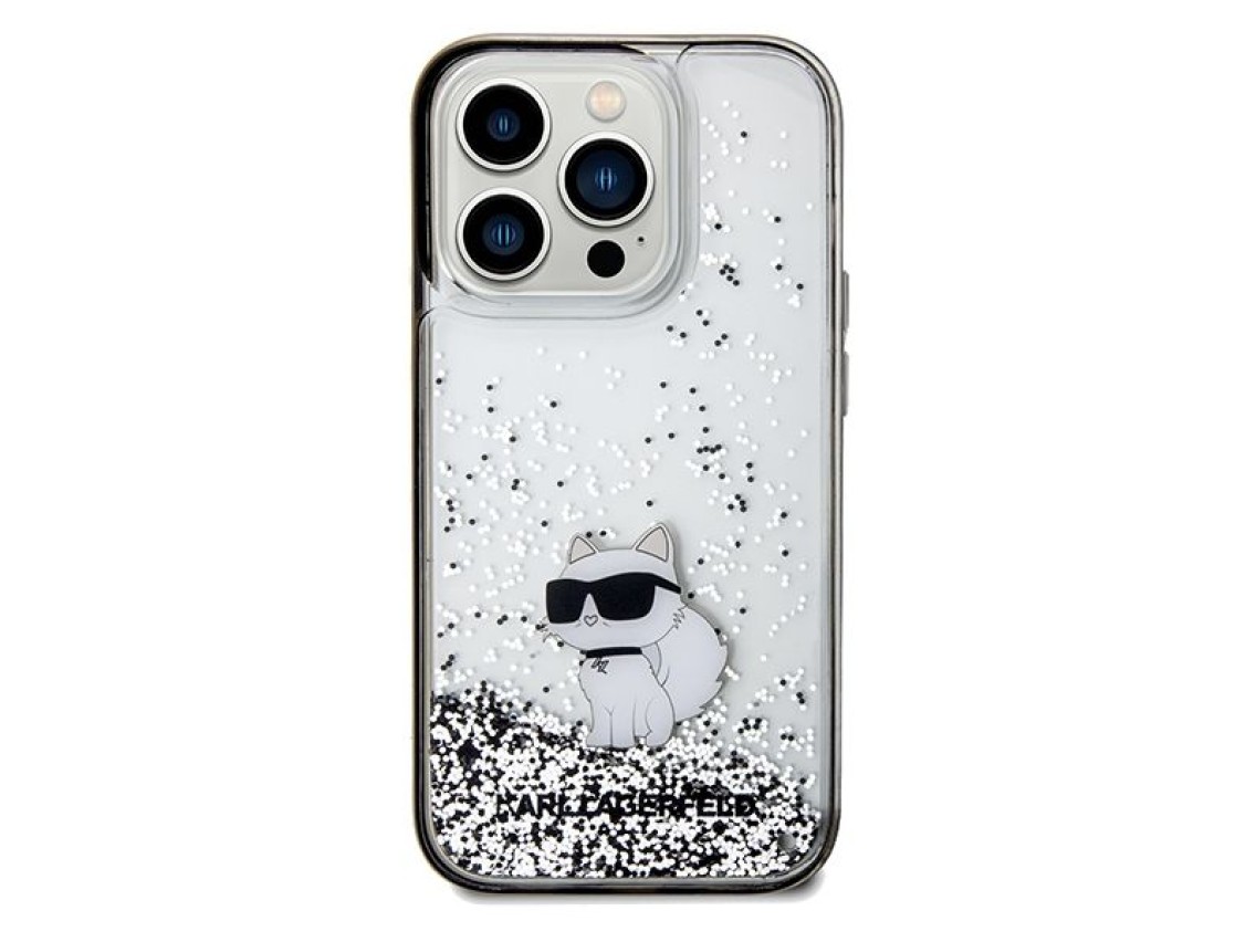 Capa transparente Karl Lagerfeld Liquid Glitter Choupette para iPhone 14 Pro Max