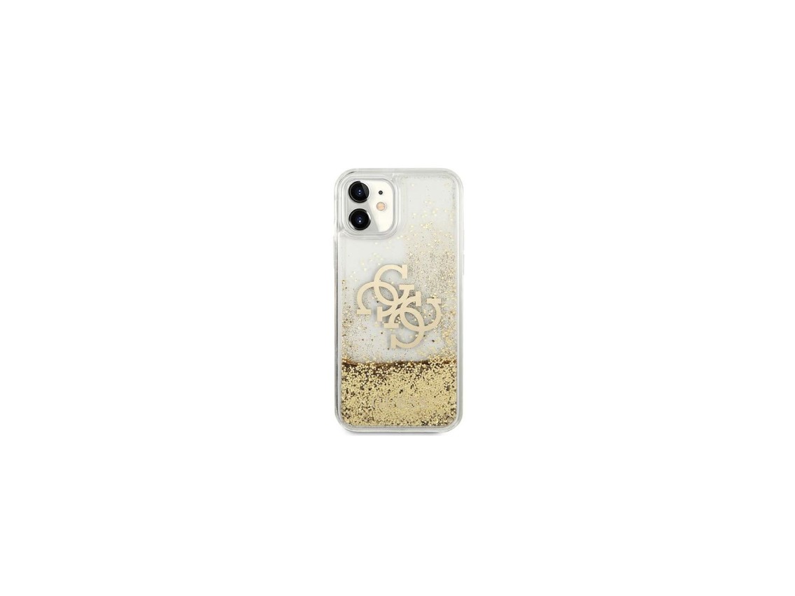 Capa Guess 4G Big Liquid Glitter para iPhone 11 6.1" / Xr - dourada
