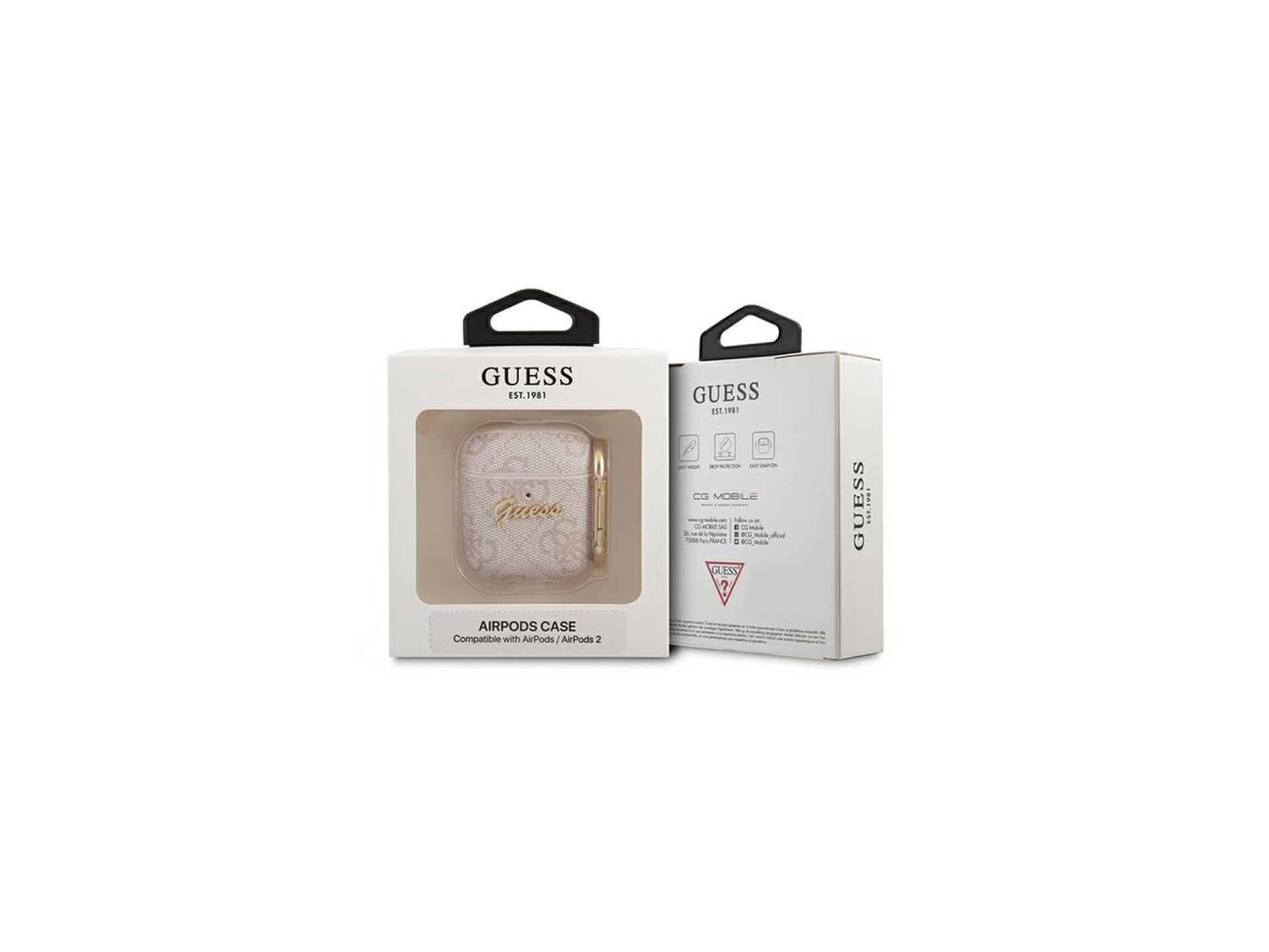 Capa Guess 4G Script Metal Collection para AirPods 1/2 - Rosa