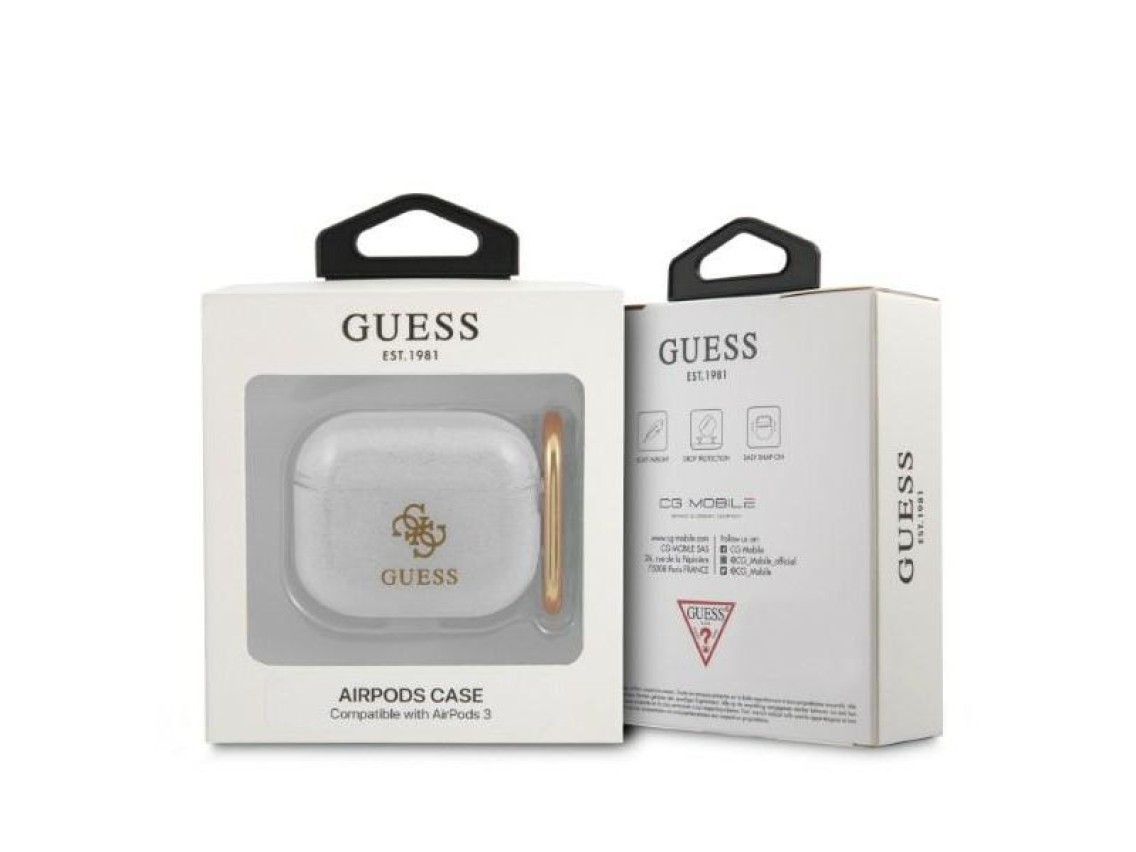 Guess GUA3UCG4GT AirPods 3 cover Transparent Glitter Collection
