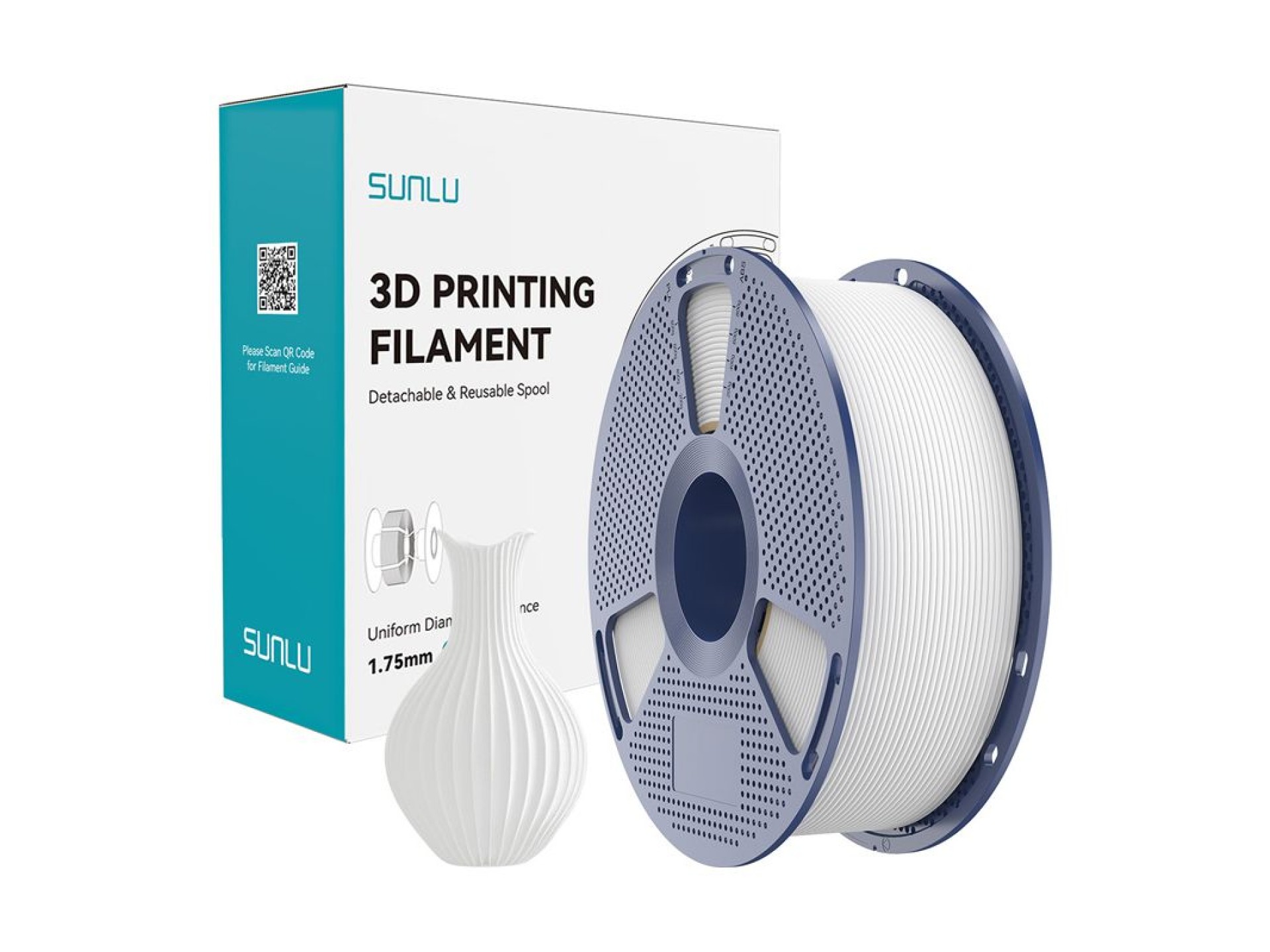 Filamento PLA Clássico Branco Sunlu 1,75mm 1KG