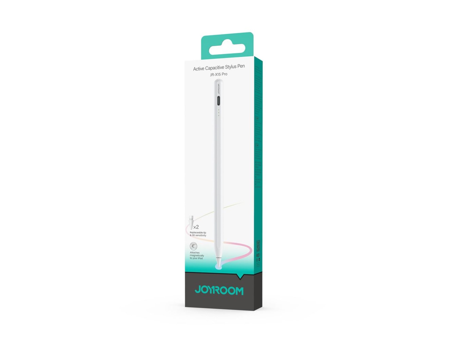 Caneta ativa Joyroom JR-X15 Pro com 2 pontas sobressalentes - Branca