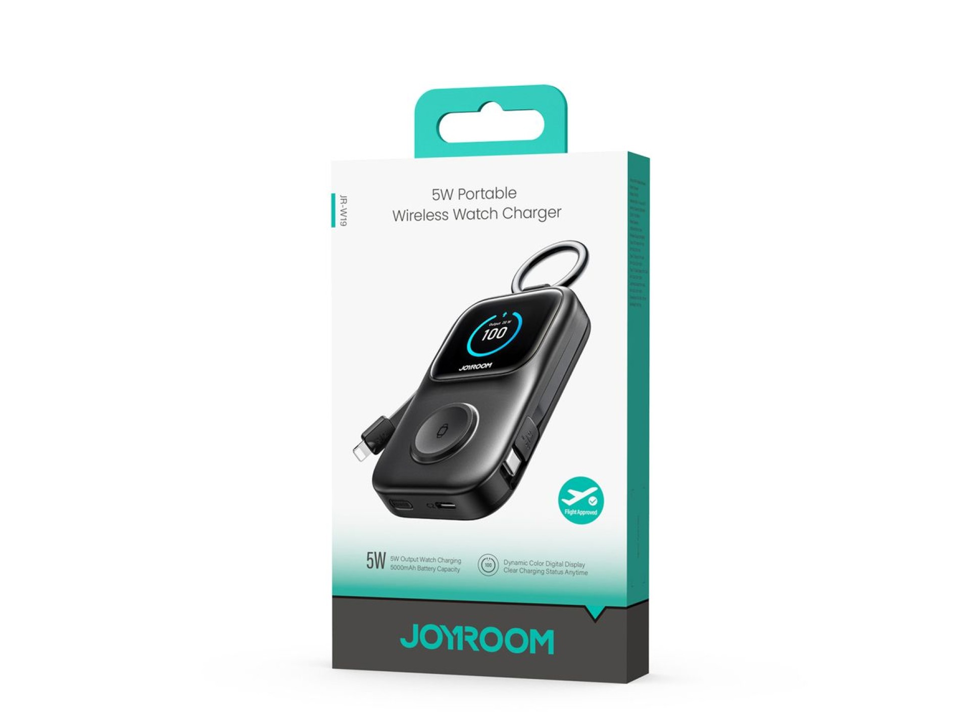 Batería externa Joyroom JR-W19 de 5000 mAh con carga inalámbrica de 5 W para relojes - Negra