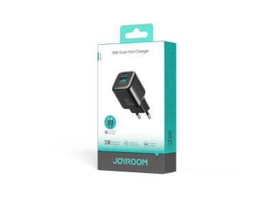 Joyroom JR-TG7 33W USB-A + USB-C Wall Charger with 60W USB-C to USB-C 1m Cable - Black Joyroom JR-TG7 33W USB-A + USB-C Wall Charger with 60W USB-C to USB-C 1m Cable - Black
