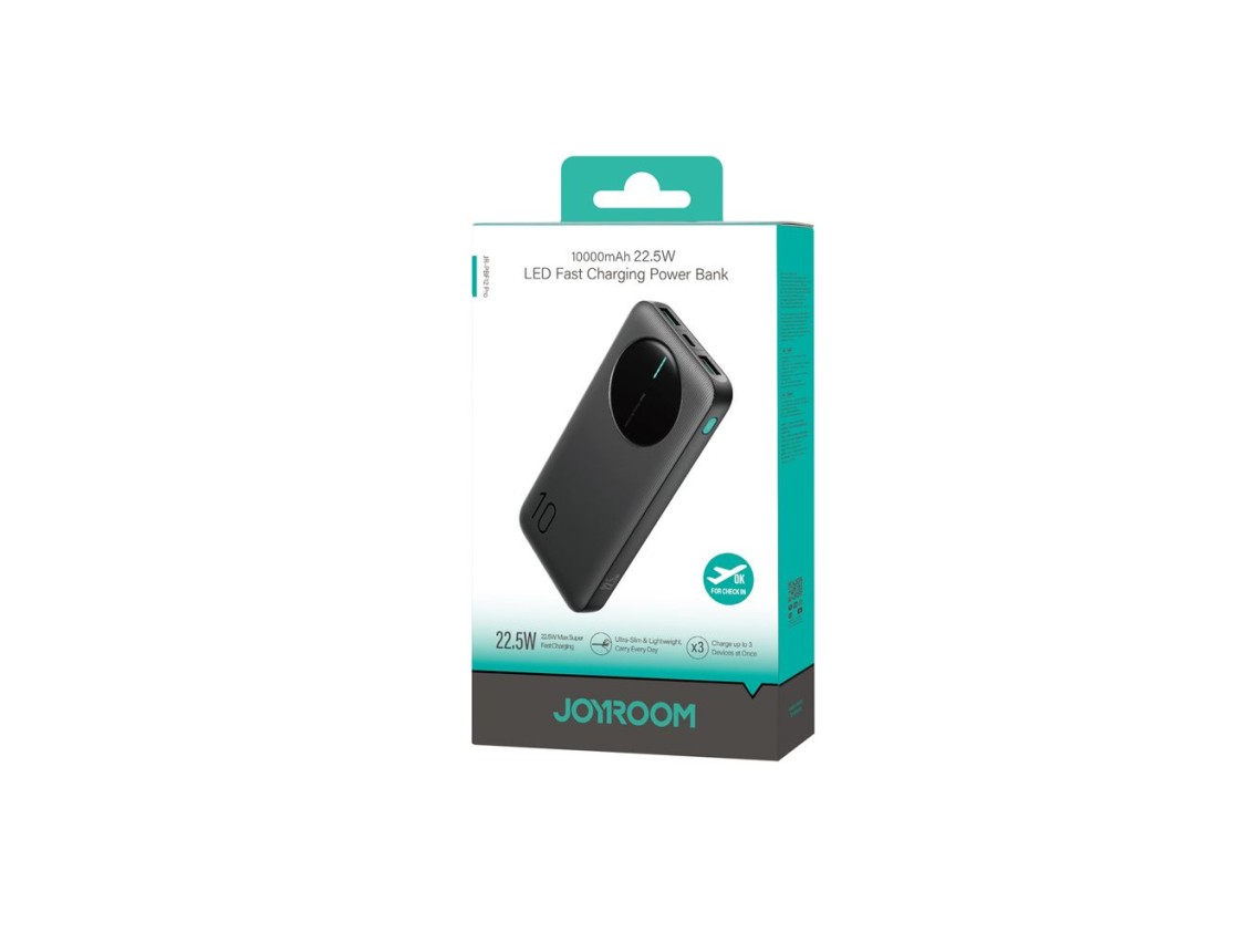 Batería externa Joyroom JR-PBF12 Pro de 22,5 W y 10000 mAh con pantalla digital, 2 puertos USB-A y 1