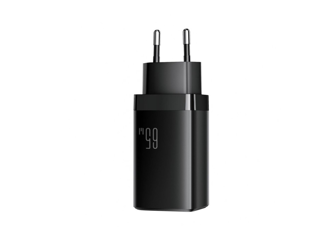 Carregador de parede Joyroom JR-TG10 65W GaN 2x USB-C + USB-A com cabo USB-C de 1,2m e potência de 1