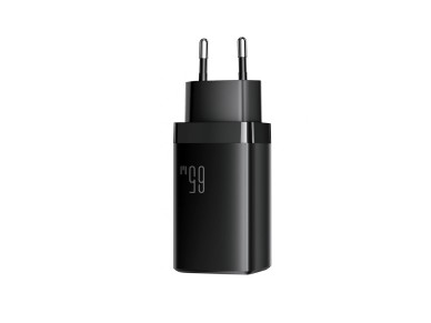 Joyroom JR-TG10 65W GaN 2x USB-C + USB-A wall charger with 100W USB-C - USB-C 1.2m cable - black
