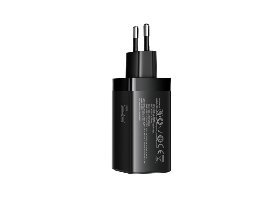 Carregador de parede Joyroom JR-TG10 65W GaN 2x USB-C + USB-A com cabo USB-C de 1,2m e potência de 1