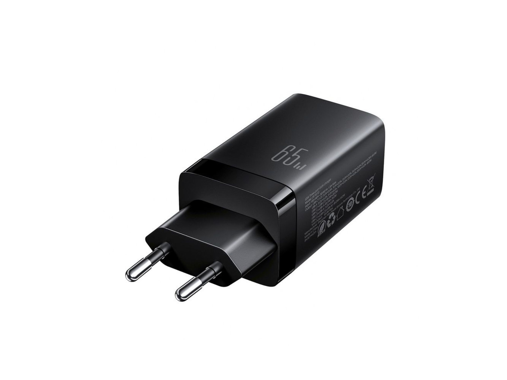 Carregador de parede Joyroom JR-TG10 65W GaN 2x USB-C + USB-A com cabo USB-C de 1,2m e potência de 1