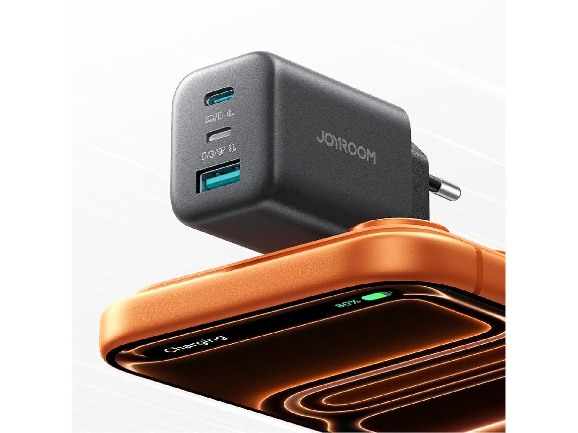 Joyroom JR-TO1 GaN 45 USB-C Lightning USB-A Wall Charger - Black
