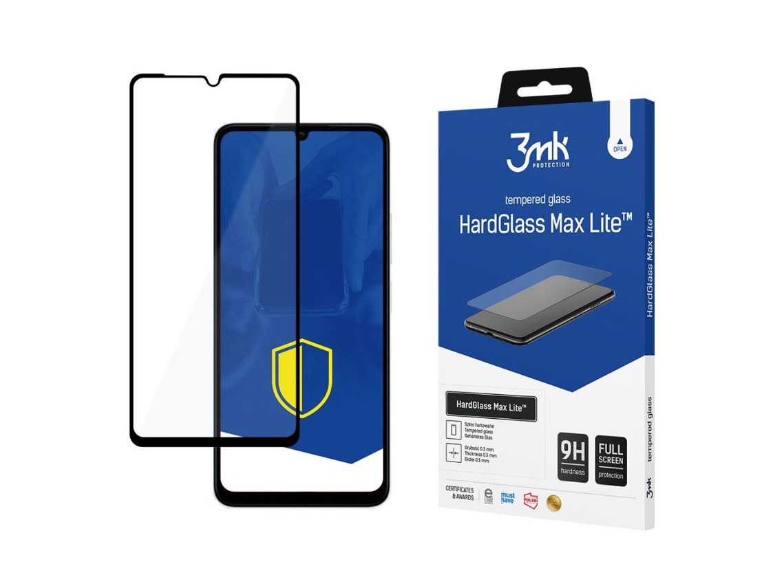 Reinforced Full Coverage Tempered Glass 3mk HardGlass Max Black for Xiaomi Redmi 13C / Poco C65