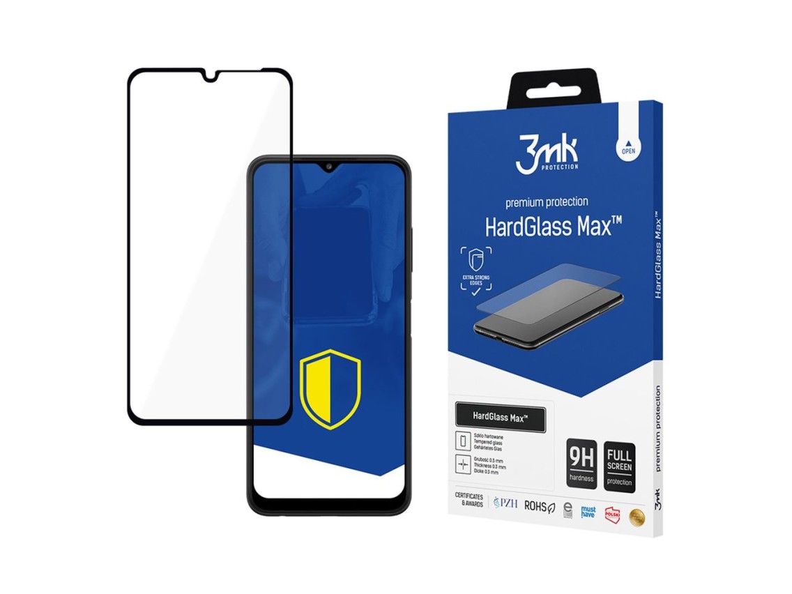 Película de vidro temperado reforçado com cobertura total, 3mk HardGlass Max Black, para Samsung Gal