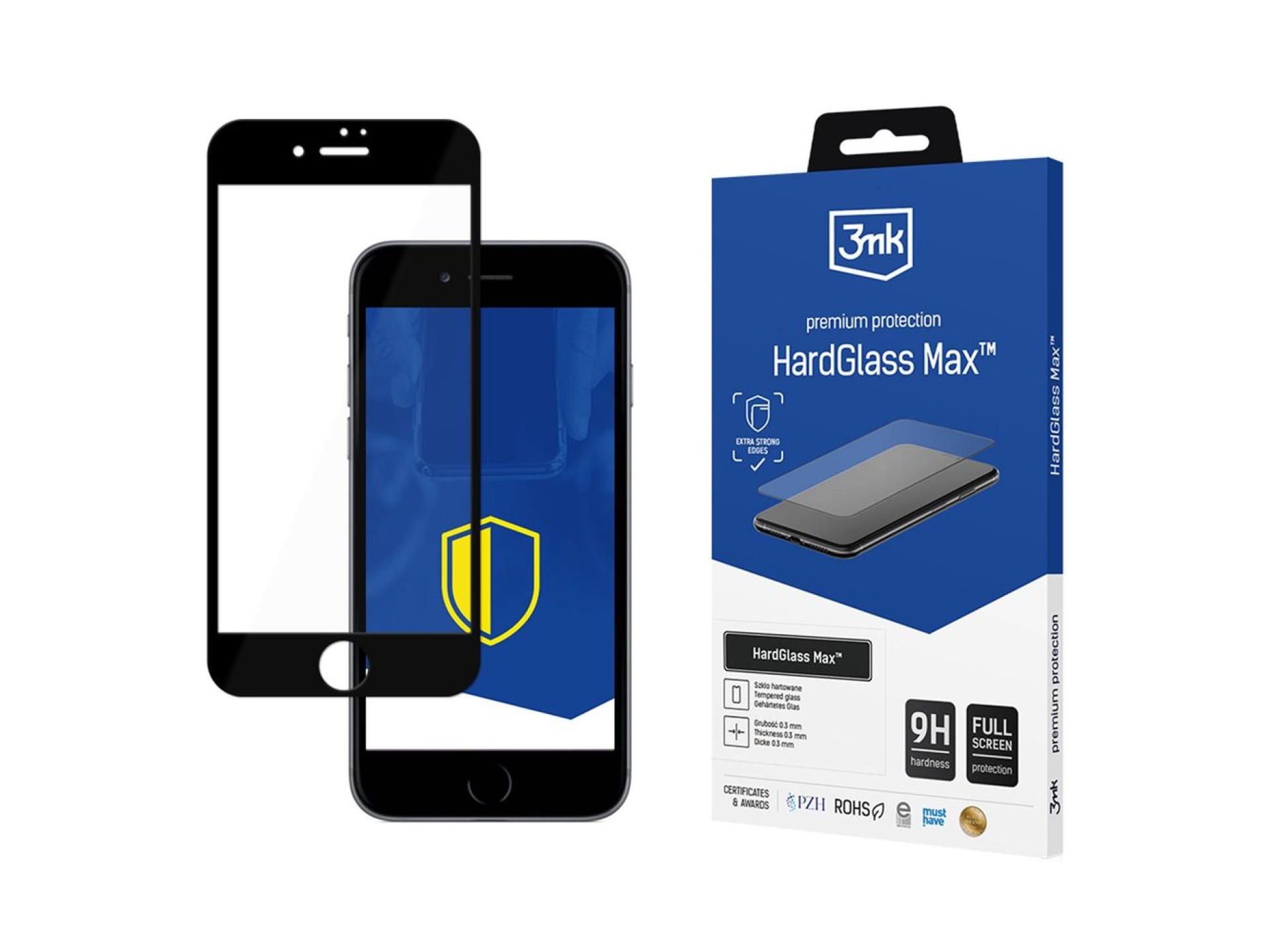Cristal templado reforzado de pantalla completa 3mk HardGlass Max negro para iPhone 7 / 8 / SE 2020