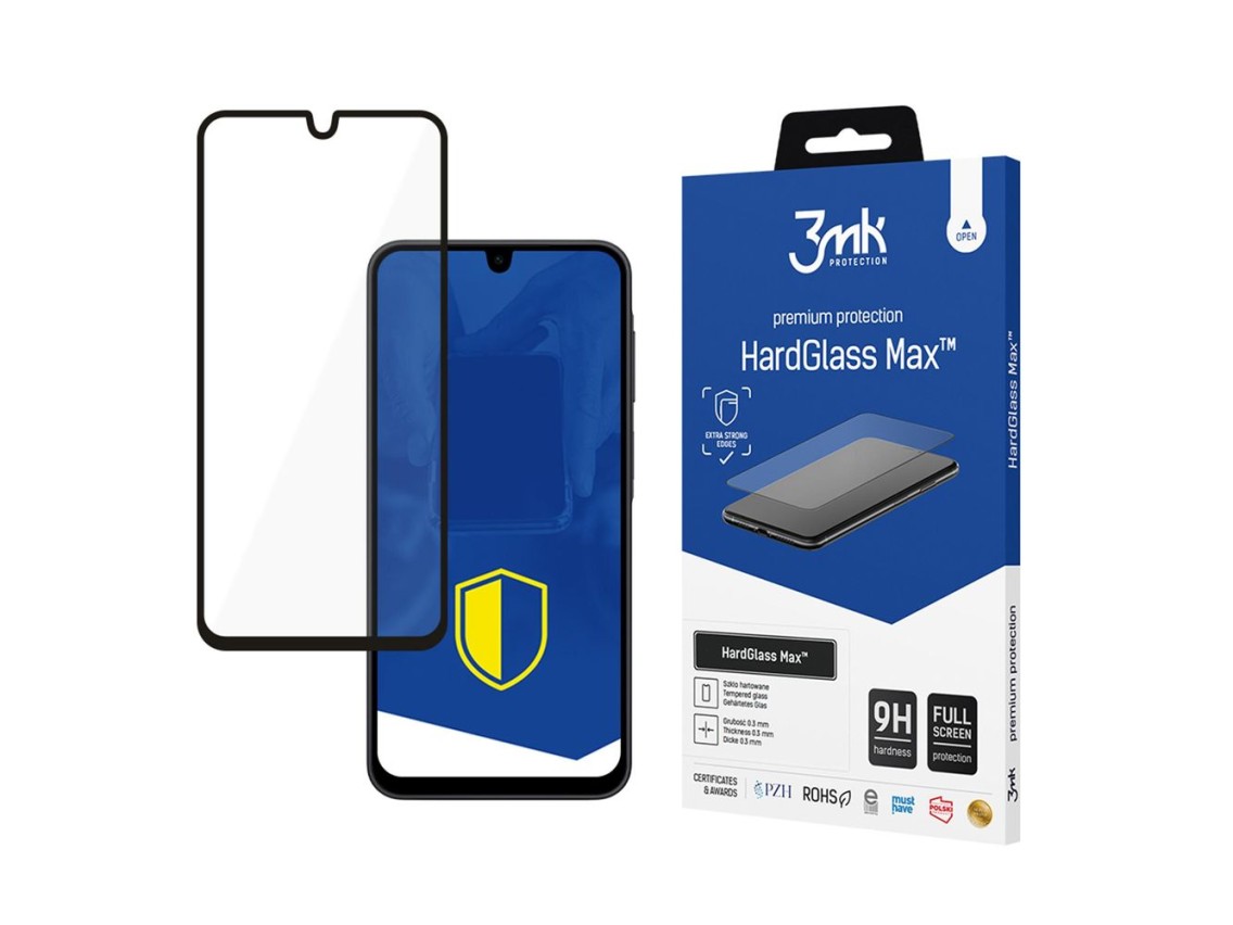 Reinforced Full Coverage Tempered Glass 3mk HardGlass Max Black for Samsung Galaxy A17 5G/4G
