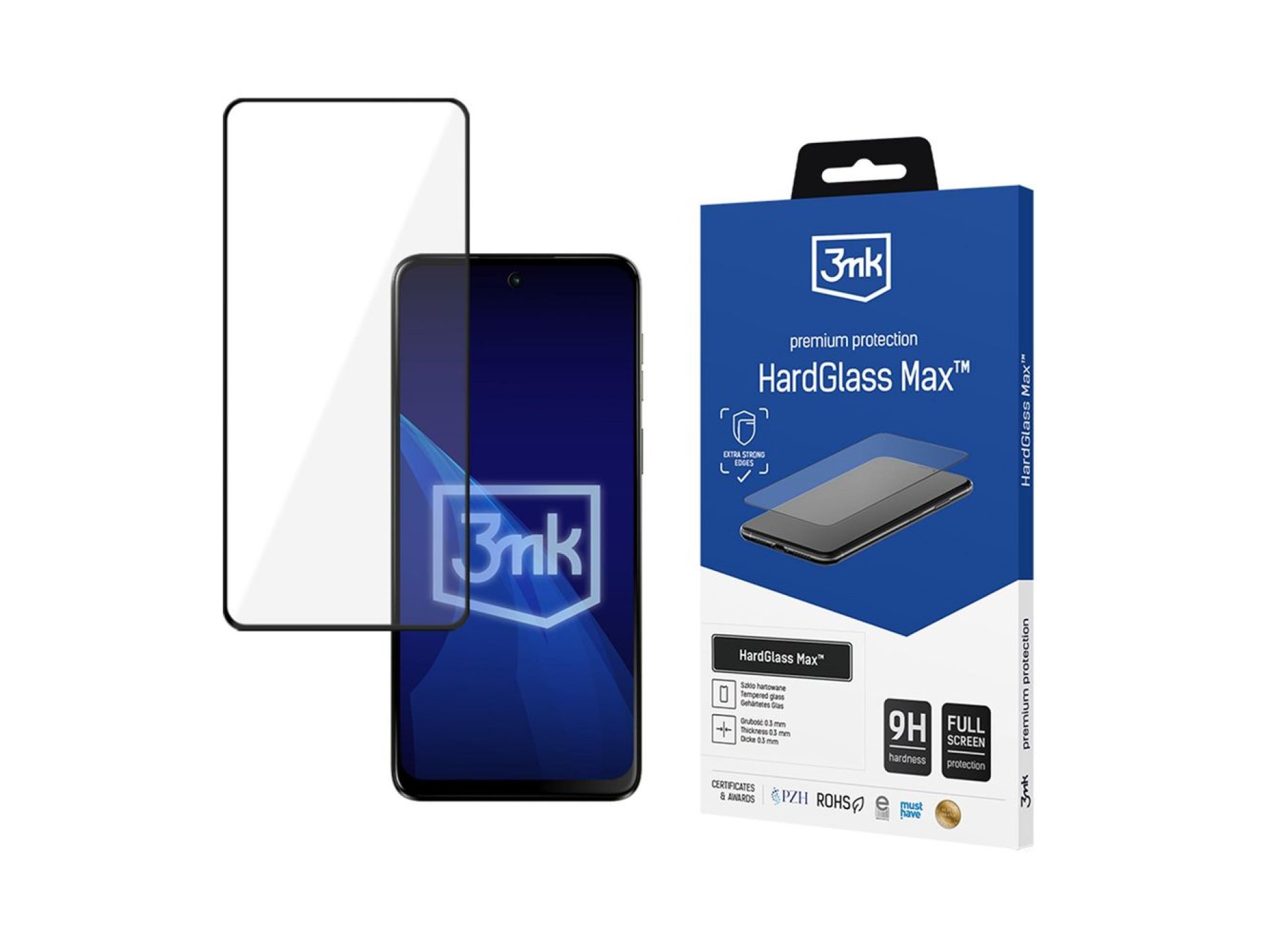 Protector de pantalla de vidrio templado reforzado de cobertura total 3mk HardGlass Max negro para M